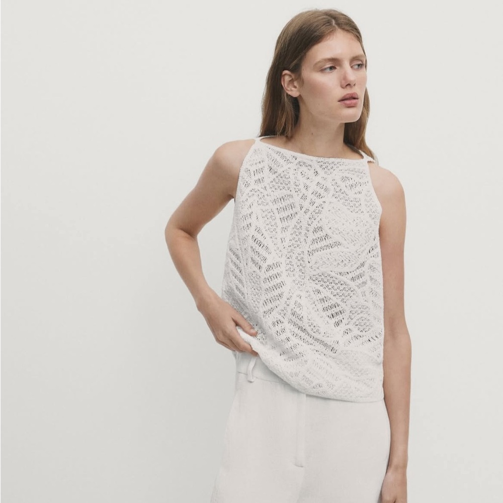 Massimo Dutti White Lace Top